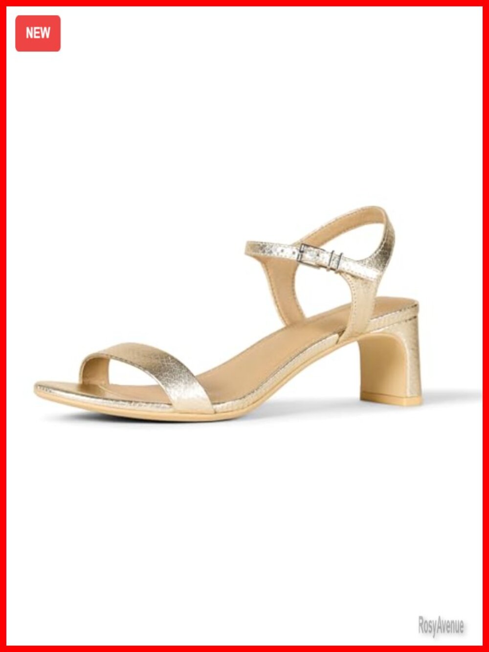 Esentials Women's Ankle Strap Low Heel Sandals 2.5" Memory Foam Insole Faux